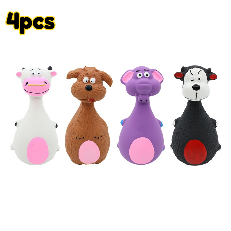 TEMU 4pcs Pet Latex Toys, Dog Toys, Big-bellied Cartoon Pet Toys, Squeaky Toys, Dog Chew Toys, Teething Toys. Teeth Grinding, , Dog , , Fun Pet