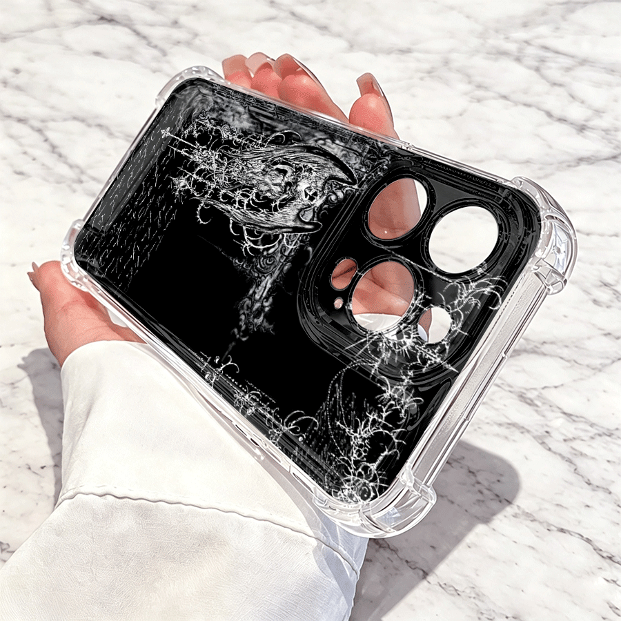 coque de téléphone - motif gothique noir - coque de téléphone transparente avec   anti-chute sur 4 côtés,   pour la compatibilité avec iphone 18 17 16 15 14 13 12 57/pro/pro max/ 