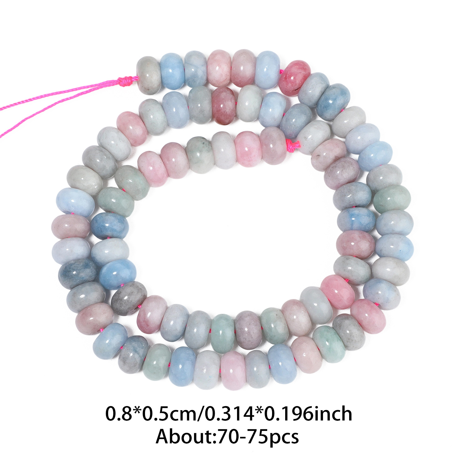 TEMU 5x8mm Natural Stone Beads - Round Flat Suitable For Making, Mixed Color Suitable For Bracelets, Necklaces, Earrings Crafts, Women's Gifts, Loose
