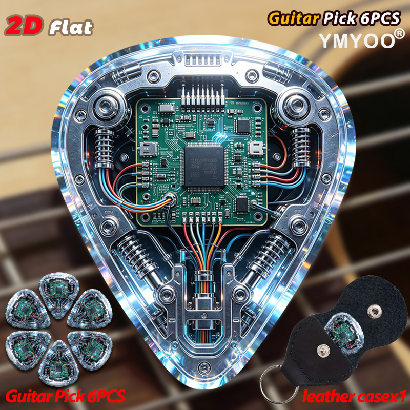 TEMU 2d Flat 6pcs Guitar Picks Guitar Pick Set With Advanced Electronic Circuit Design For Professional Guitarists Live Performances, Studio