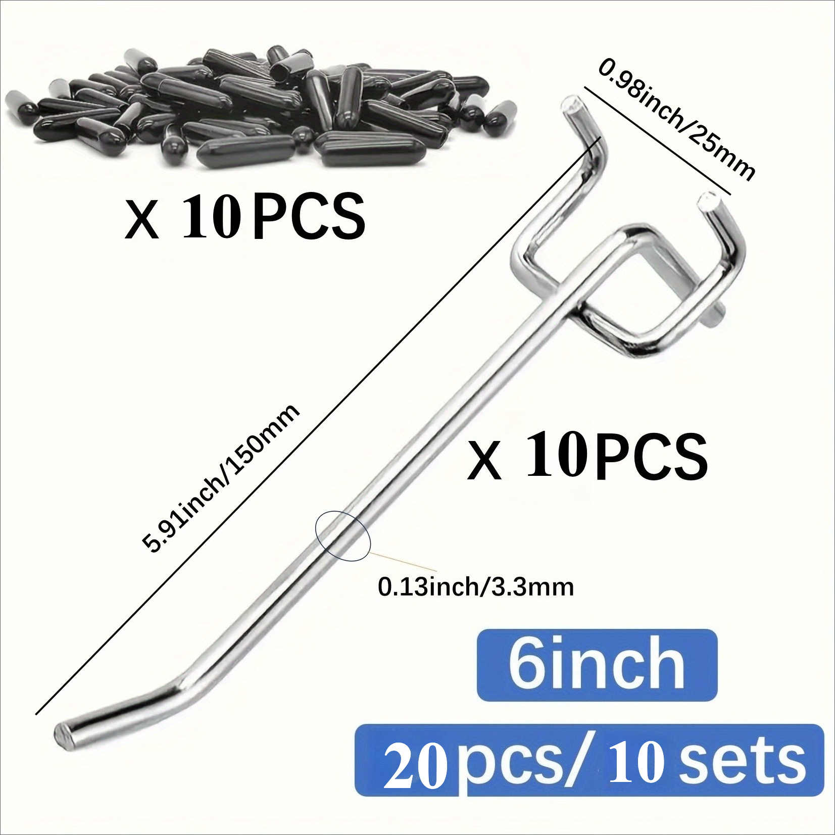 TEMU 20pcs=10set Heavy Duty Pegboard Hooks Garage Tool Wall System No Punching Industrial Style Storage Rack Workshop/kitchen Multi-functional Hanger