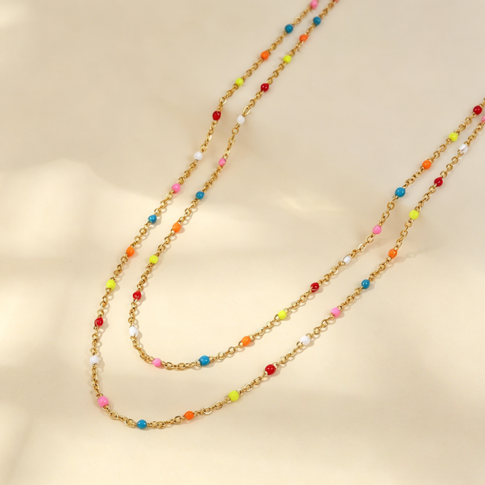 2pc Colorful Beaded Necklace and Bracelet Set