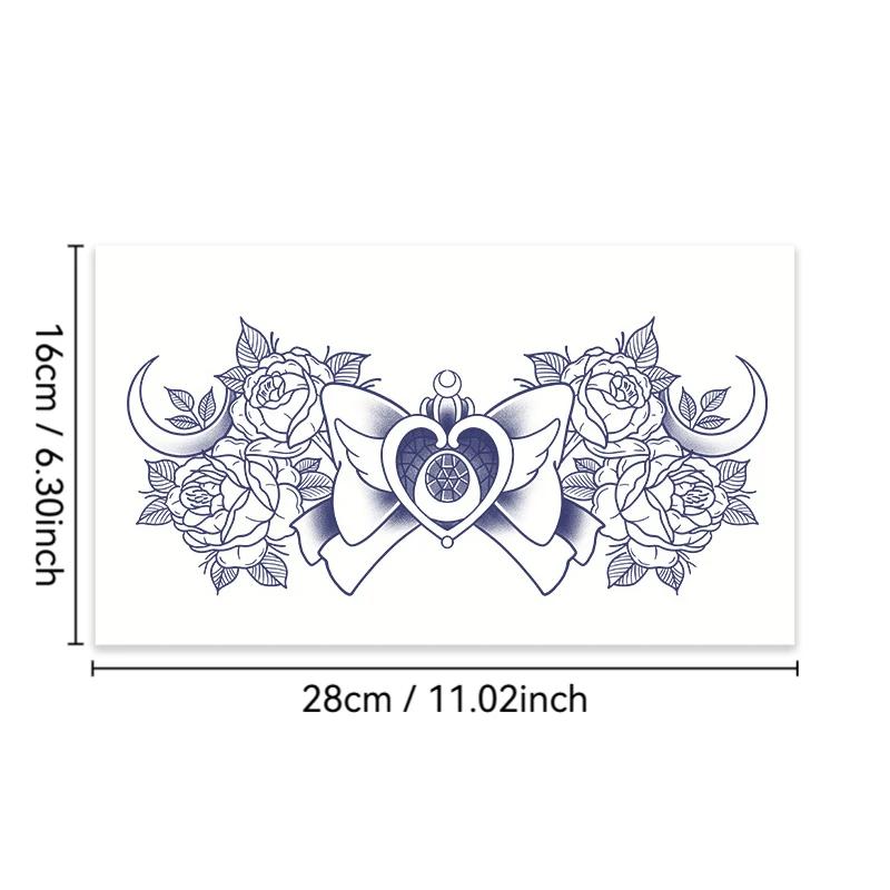 TEMU Stickers de Tatouage Temporaire à Thème Rose Coeur et Herbes pour Femmes, Art Corporel et Imperméable