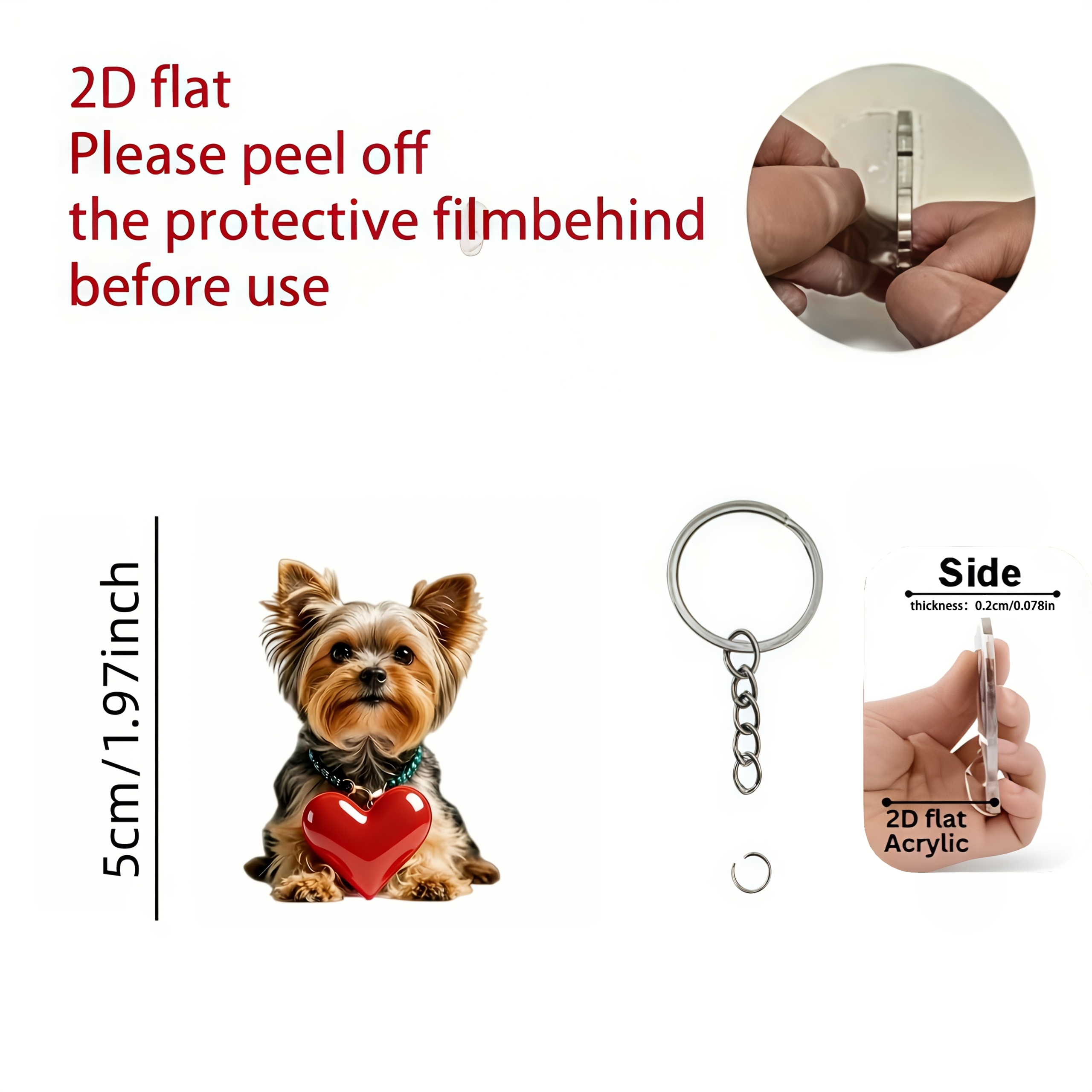 TEMU Llavero 2D con diseño lindo de Terrier Yorkshire, dije para teléfono, colgante para mochila, colgante para llave, adorno para coche, colgante