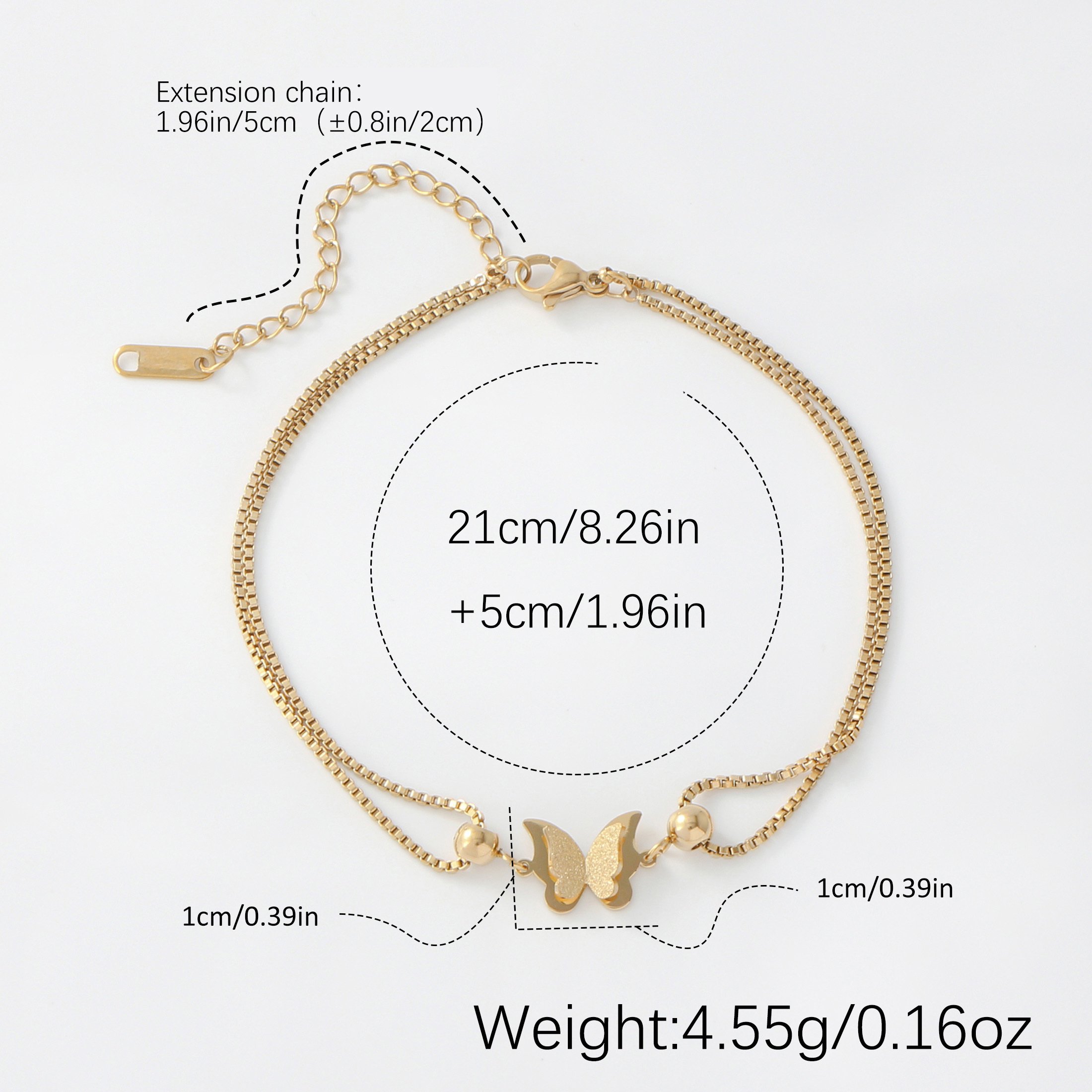 single pack womens fashion ankle chain with double layer   decoration classic stylish design in golden and silvery hypoallergenic stainless steel suitable for daily shopping or parties Product details 3