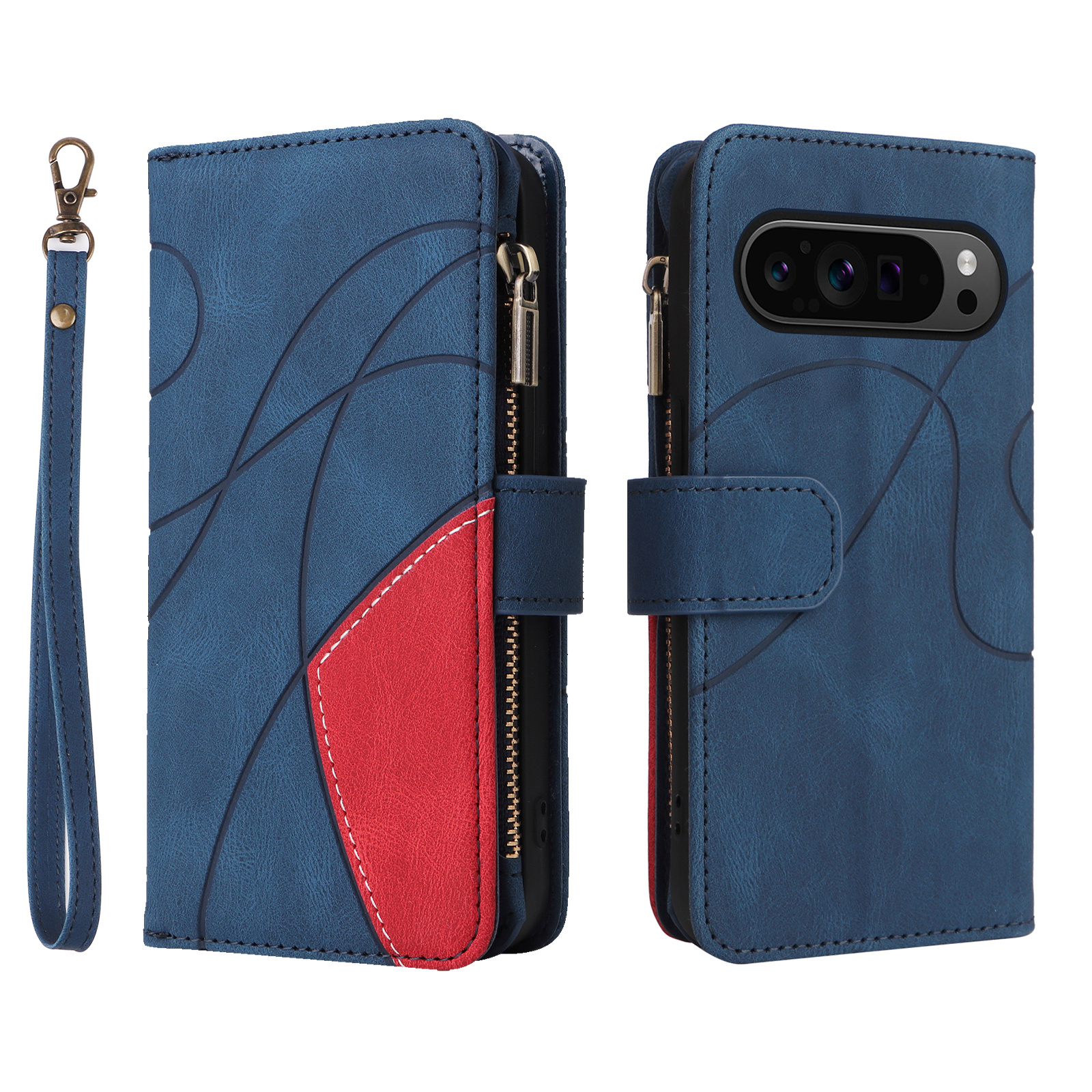 TEMU Phone Case: Blue 9-card Zipper Wallet Phone Case, Simple And , High-quality Light Luxury, Minimalist And Versatile Fashionable Phone Protector.