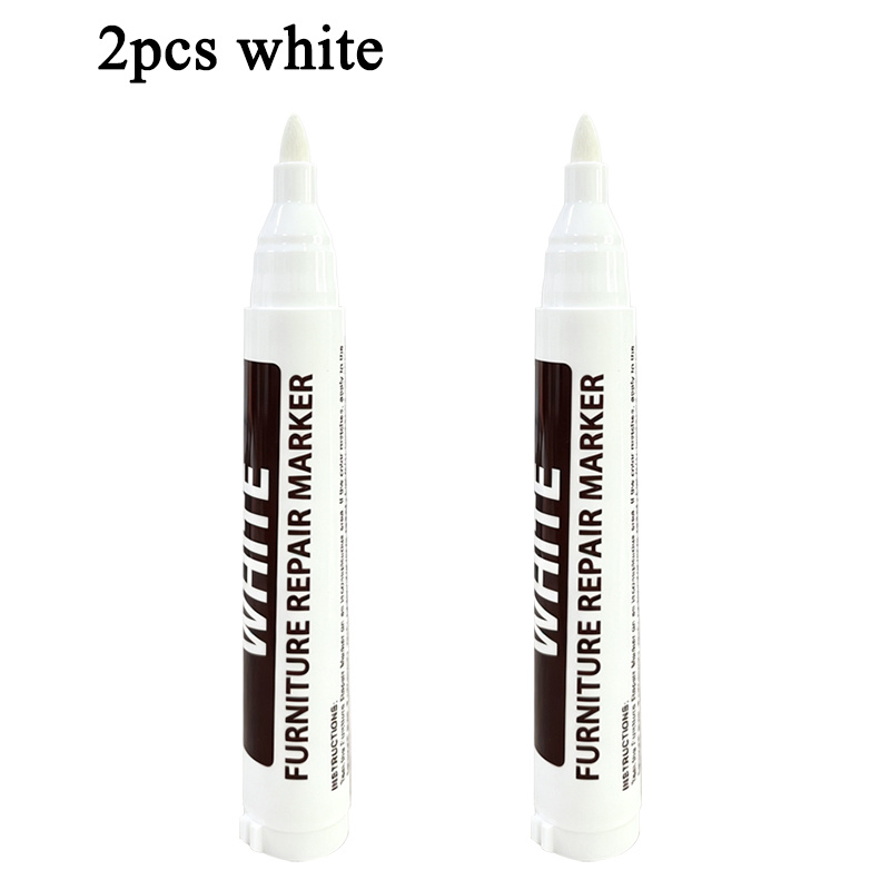 Image of 2pcs White Wood Repair Pen - Suitable For Furniture Touch-up Marker, Scratch Remover For Doors, Windows & Floors, Quick For, Plastic Marker For Wood Damage Repair, Easy Application