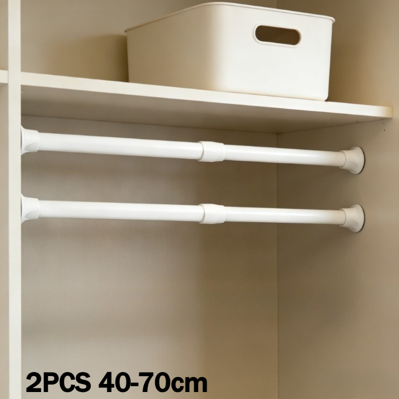 TEMU Heavy-duty Tension Closet Hanger - White Extendable Rod, Reinforced At Ends, With Strong Load-bearing Capacity, Preventing Slippage, Durable And
