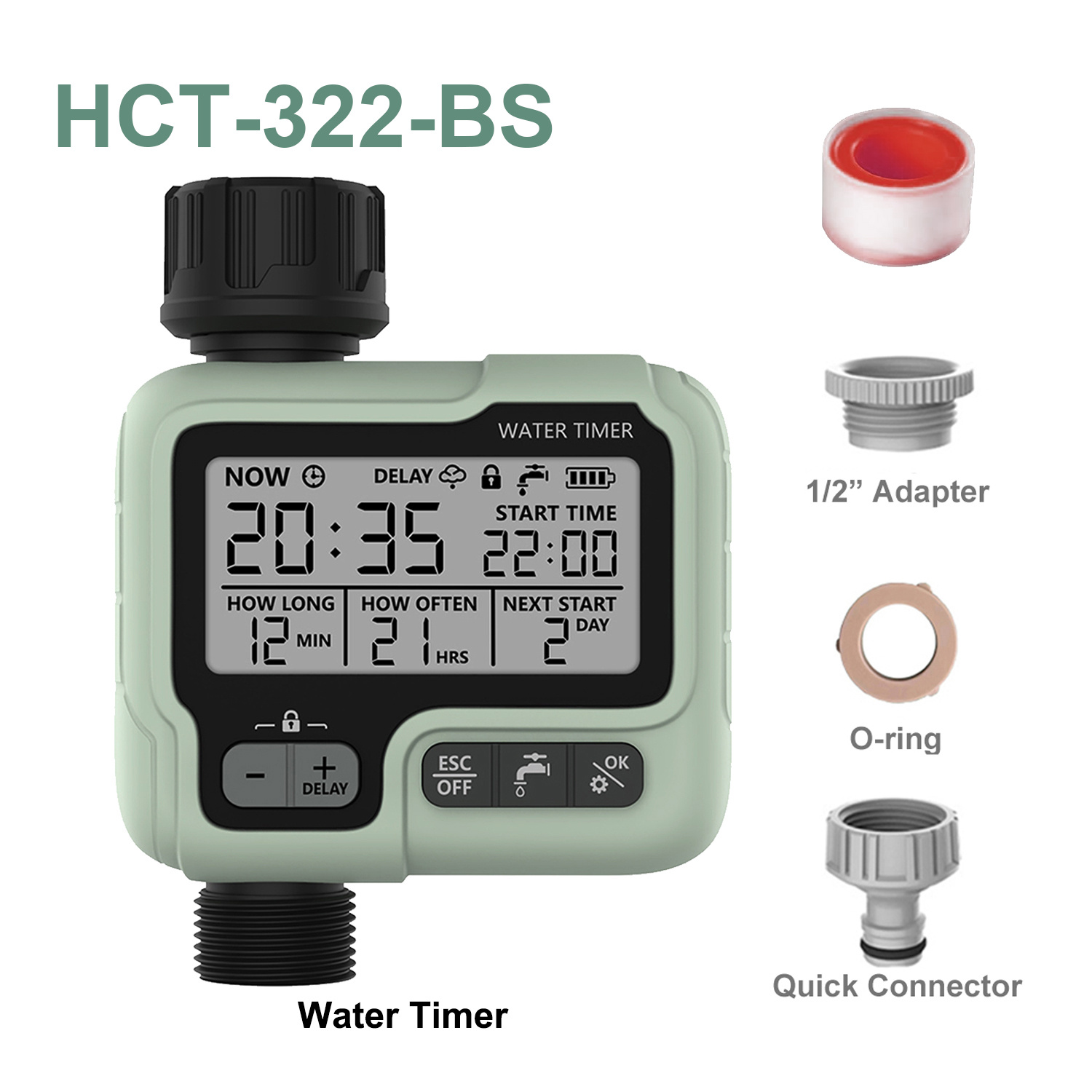 1pc Eshico Hct-322 Automatic Watering Timer - Irrigation Controller For Effortless & Efficient ! Perfect Outdoor Gift For The Holidays! (eu Plug, Dimensions: 6.69*5.04*2.36in)