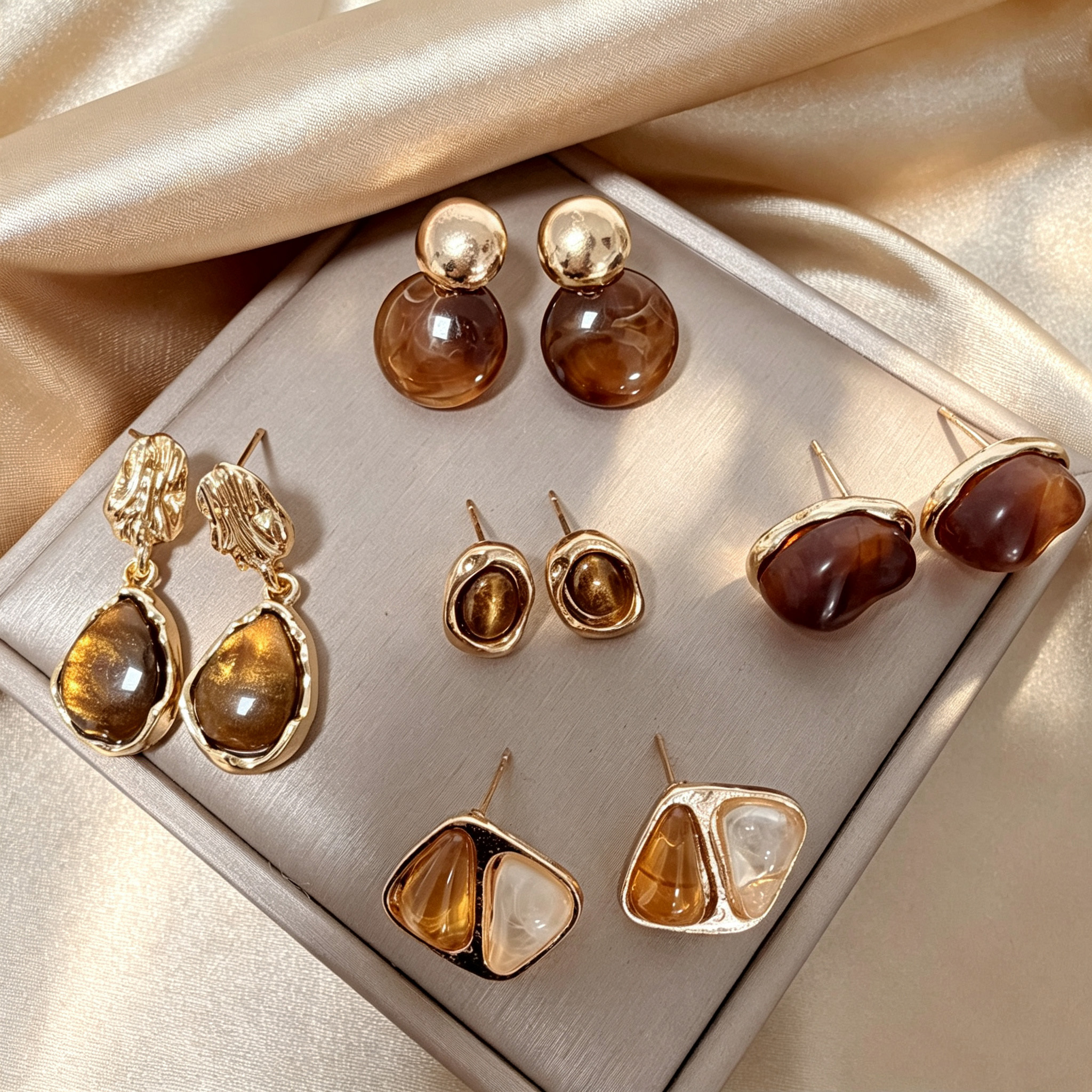 TEMU Lot de 5 paires de boucles d'oreilles plaquées pour femme, adaptées , aux fêtes, aux et aux occasions spéciales - Boucles d'oreilles pendantes