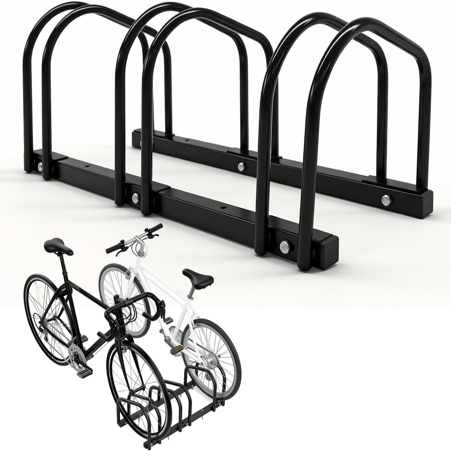 TEMU Support de sol pour porte-bicyles 2026, stationnement pour 3 vélos, organisateur de rangement idéal pour vélos de montagne et de route avec