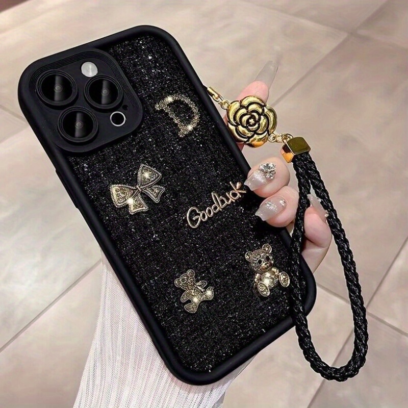 TEMU Étui pour iPhone 15 avec sac à main designer, 3D Bear, coque en mousse compatible avec Apple 13, 12, 11 et 14, compatible avec iPhone 15 Pro, 15