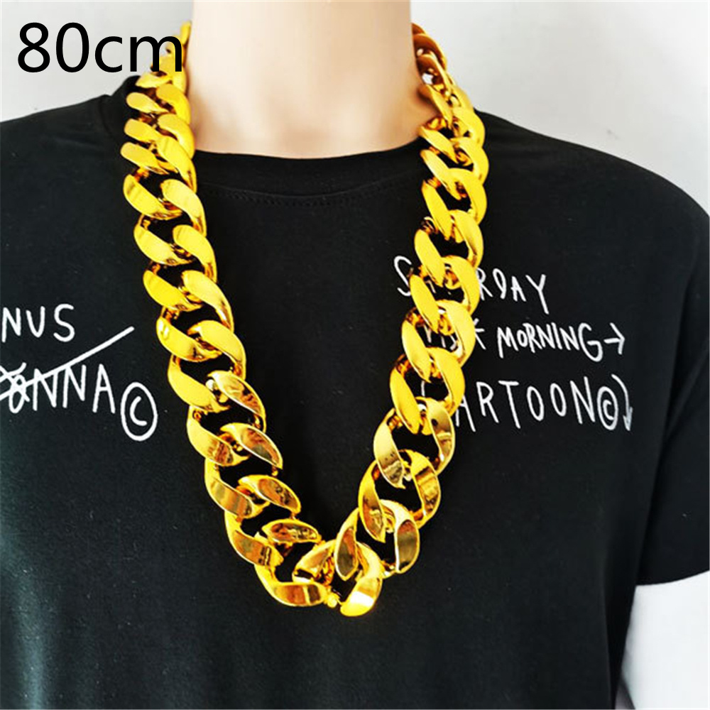 E-shop Hip Hop Goldfarbene Große Acryl Chunky Kette Halskette für Männer Punk Oversized Große Plastikschloss Kette Herren Schmuck