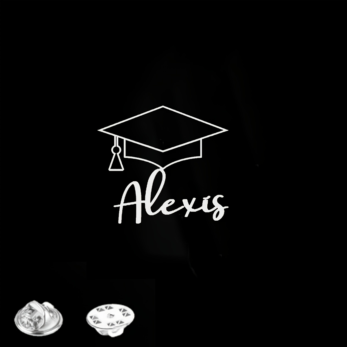 TEMU 1 Custom Graduation Name Brooch, Personalized Hollow-out Graduation Name Brooch, Stainless Steel Jewelry, Party Clothing Accessory, Graduation