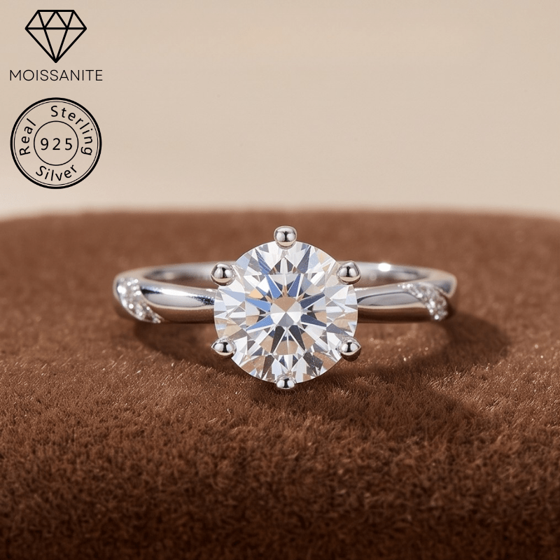 item picture 1pc 0 5 1 2 3 carat   six claw set 925 silver moissanite ring   and attractive perfect birthday gift for anniversary valentines day celebration festival without battery