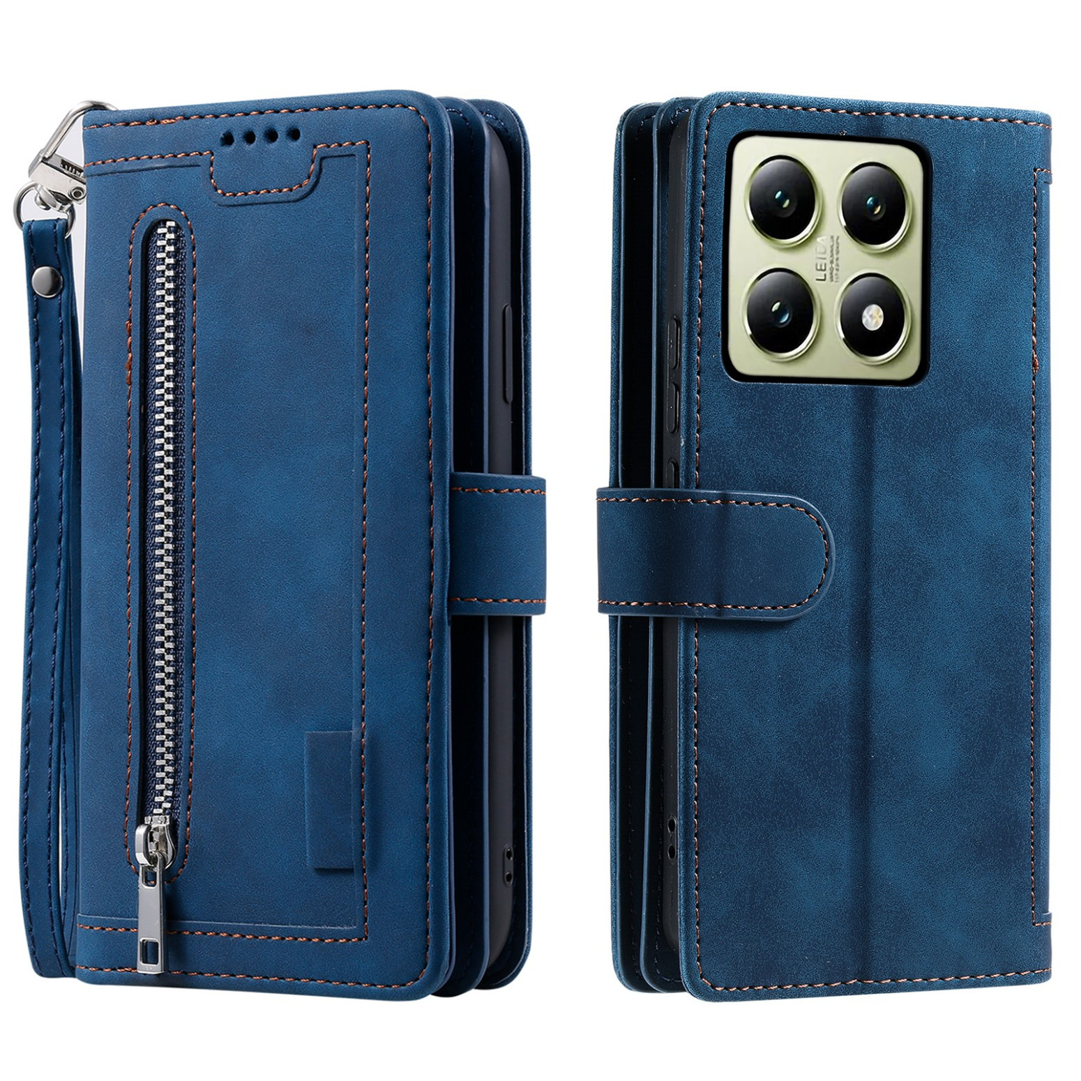 TEMU Phone Case - -carat Zipper Phone Case, Retro Stylish Synthetic Faux Leather Wallet-style Protective Cover With Detachable Short Strap Design,