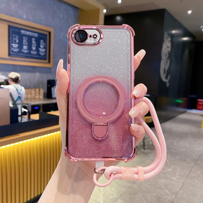 TEMU Phone Case - Suitable For Iphone 17e/16e Fashion Glitter Phone Case, Supports Wireless Charging Protective Case, Soft Tpu Material, With Stand,