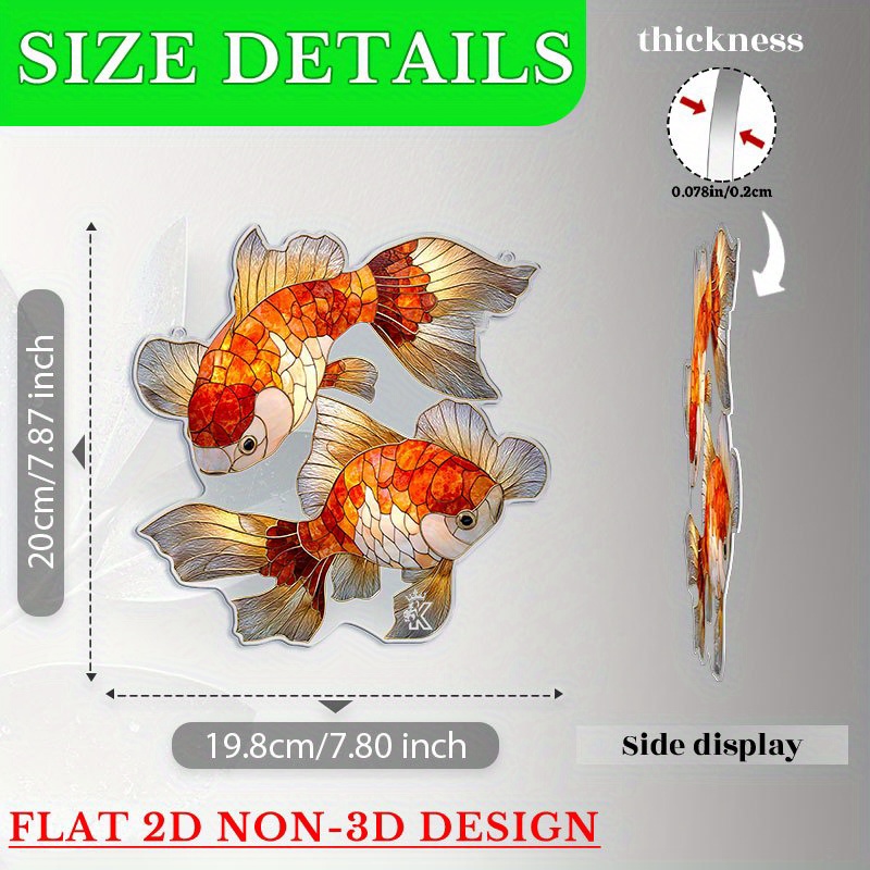 TEMU 2d Flat, 1pc, Garden Suncatcher Ornament, Pond Dance | Goldfish Double Shadow Acrylic Sun Catcher, Dynamic Finned Tail Design Window Hanging, A