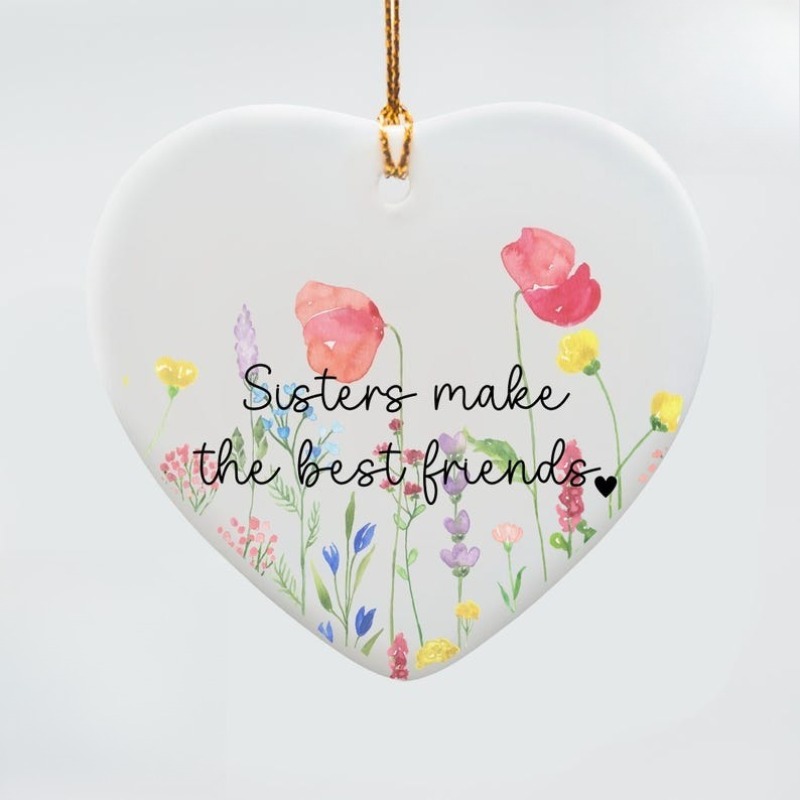 TEMU 2d Flat, 1pc Sister-themed Hanging Decoration - Sister Gift With "sister Is The Best Friend" , Hanging Ornament Suitable For Christmas Tree,,