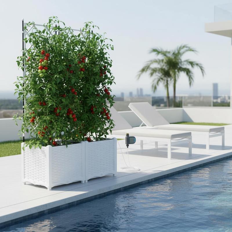 Image of Elevated Garden Bed, Flower Box Kit, Flower Pots, Bonsai Tools. Garden Planter White 80 X 40 X 142 Cm Steel