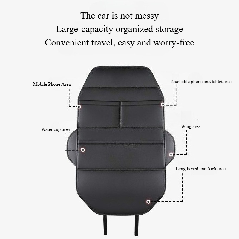 One/2pcs Car Seat Back Organizer, PU Leather Material, Rear Row Kick-Proof, Easy to Clean, Multi-Functional Storage, Multiple Colors Available