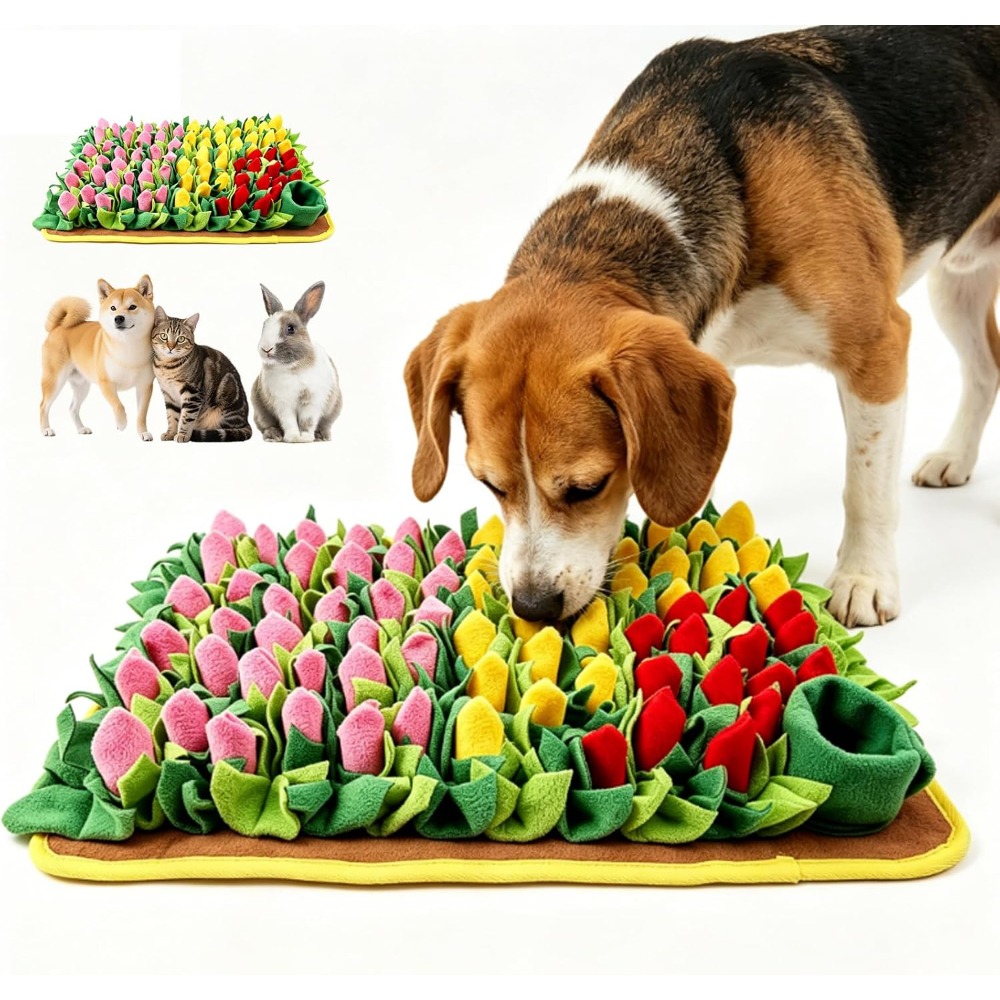 Pet Scent Training Mat Artificial Grass Floral Interactive Dog Slow Feeder Toy Cat Foraging Pad Lightweight Furry…: retailer-supplied image