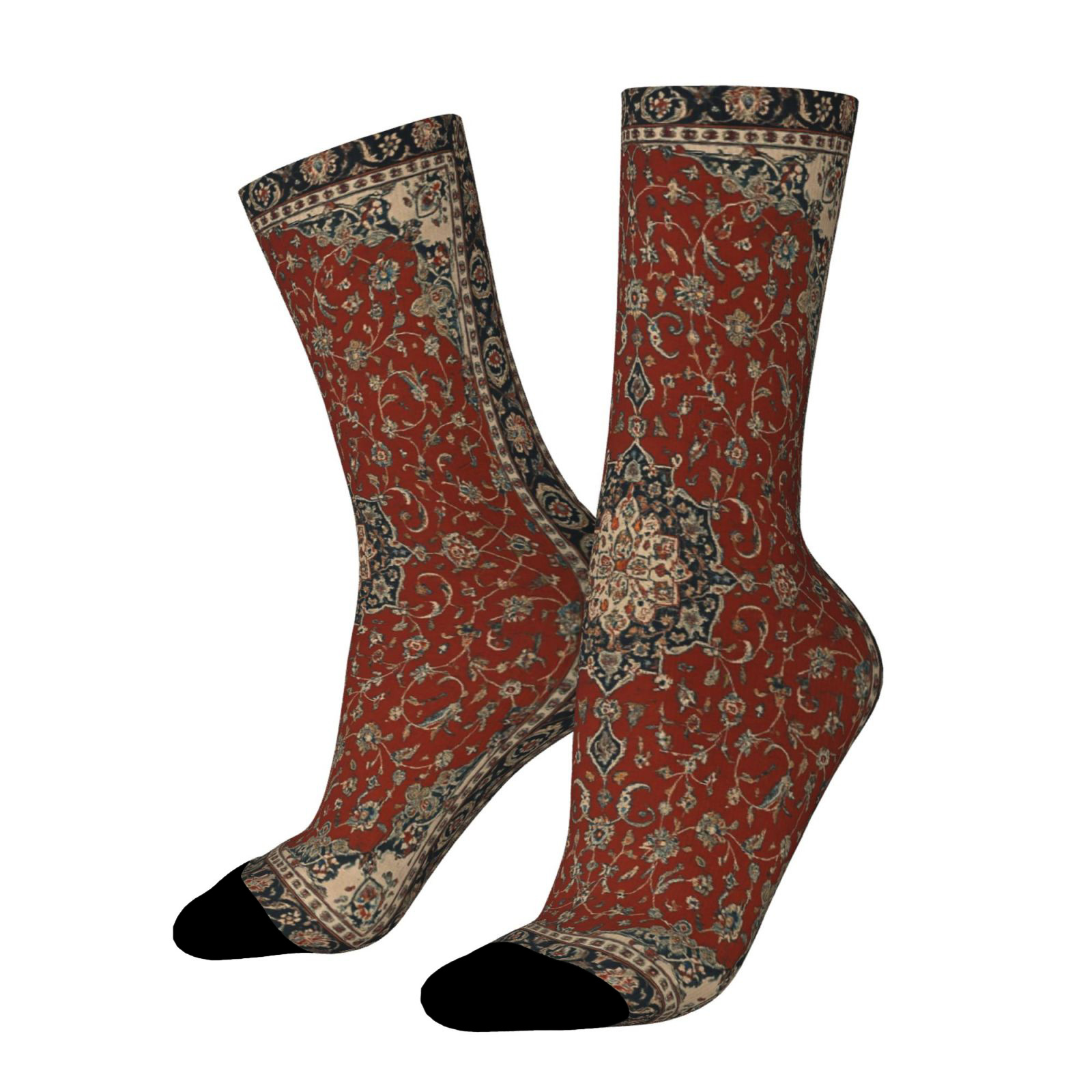 E-shop Ein Paar Unisex Outdoor-Socken mit einem Vintage-Blumenmuster, Wadenlange, Maschinenwaschbar, Geeignet für Outdoor-Sportbegeisterte, Bequem und