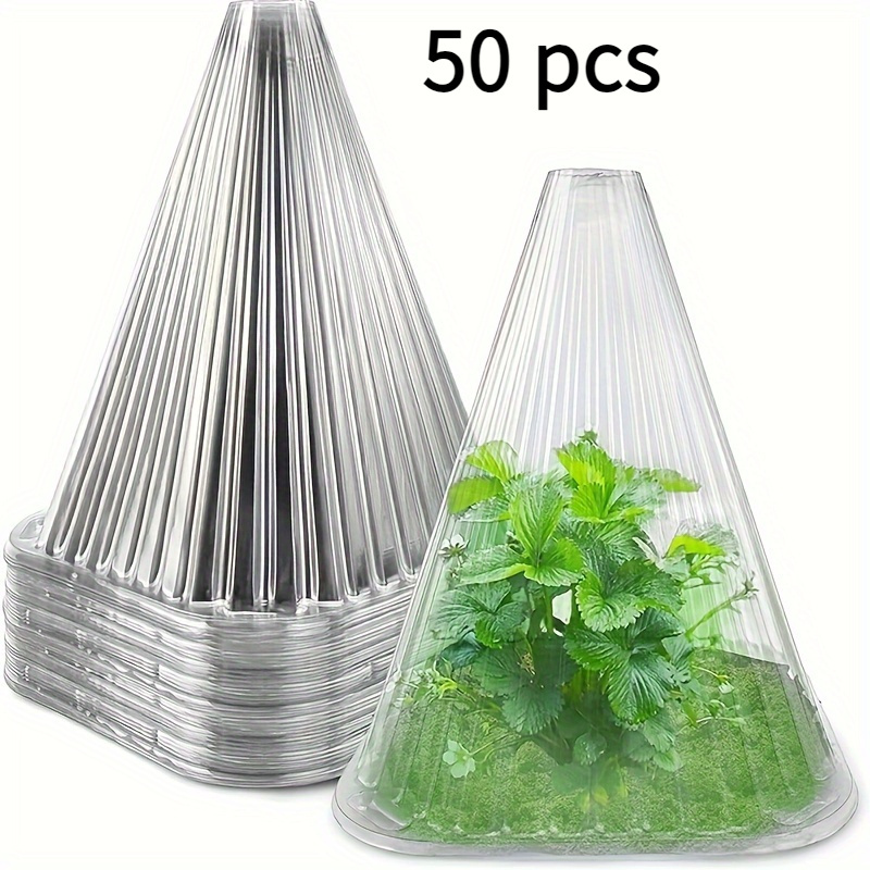 50pcs Reusable Plant Bell Jars - Durable Plastic Plant Covers for Garden &  Lawn Care, Protects Against Birds, Frost, Snails, Insects | * with Vertical  * for Light & Moisture | * 50 Covers (Screw Caps ...