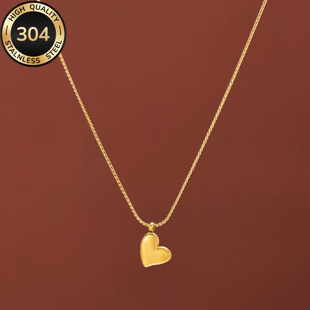 E-shop Hypoallergener Edelstahl 18K vergoldeter süßer Herz-Anhänger Halskette für Damen, elegante Luxus-Modekette für & Party, perfektes Geschenk für