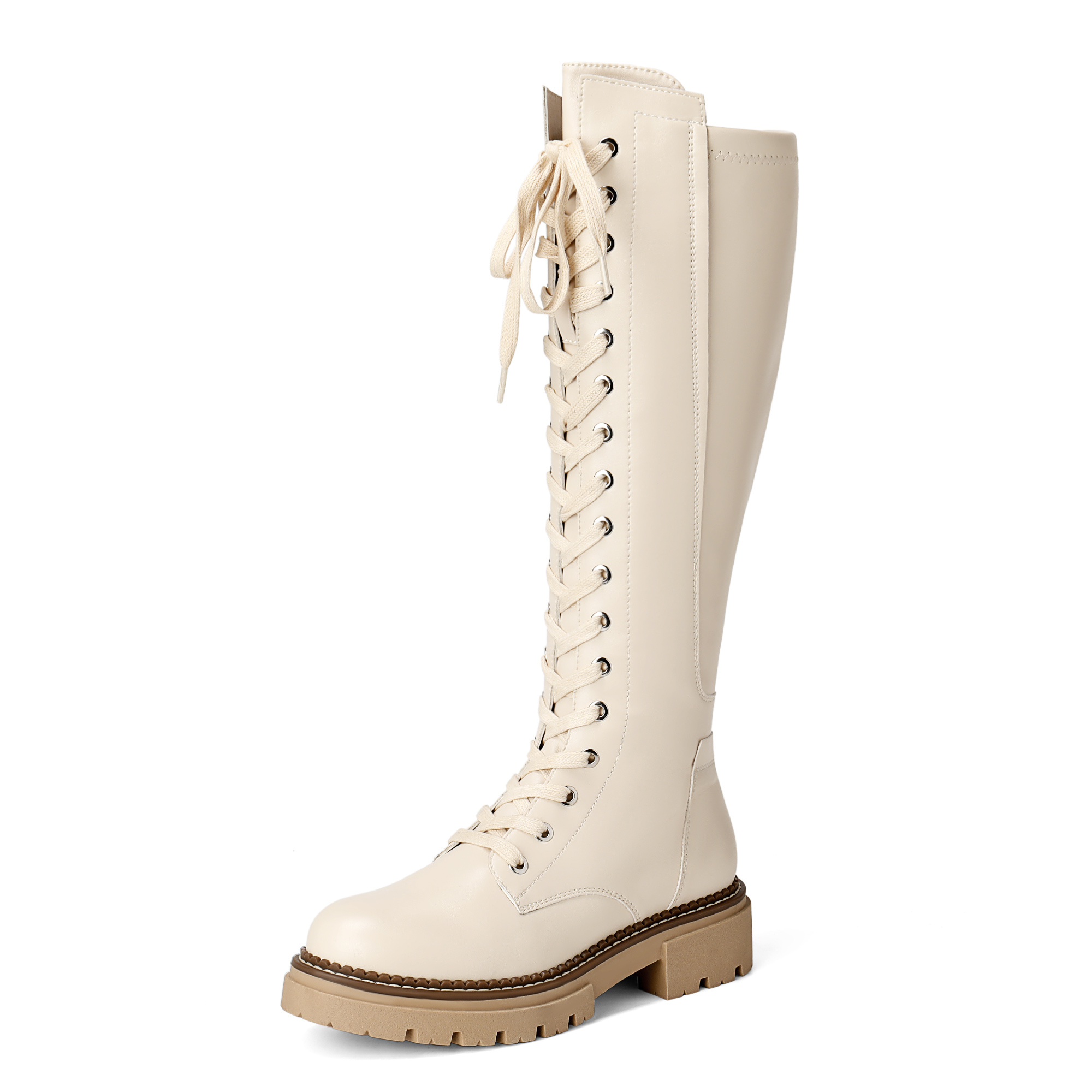 Image of Women's Knee-high & Ankle-lace Boots - Casual Knee-high Lace Up, Women Shoes