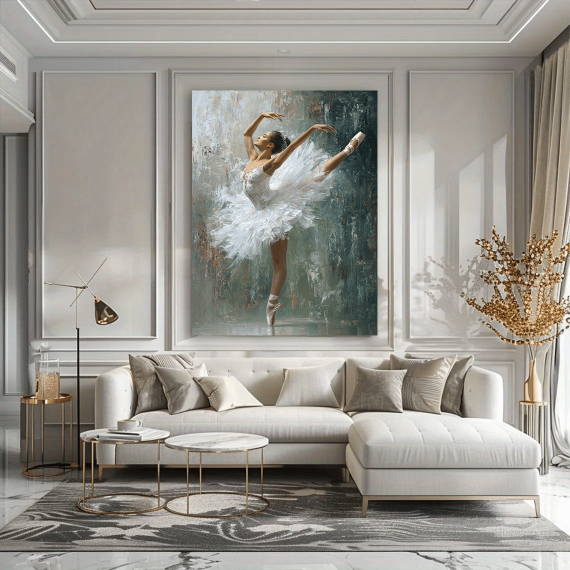 TEMU 2d Flat, 2d Flat, 1pc Frameless Canvas Wall Art, 31.49x47.24 Inches, Artistic Print Of Beautiful Ballerina, Unique Hanging, Suitable For Living