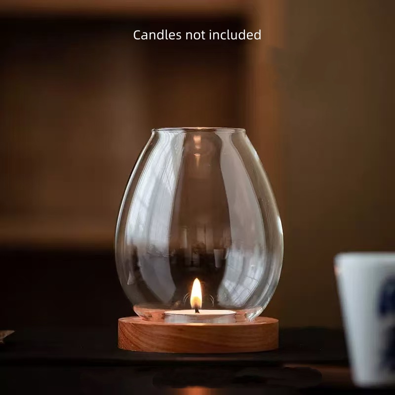 TEMU 1 Vintage Shaped Glass Candle Holder, Elegant Wind Resistant Design Tealight Candles, Table Decor And Thanksgiving Centerpiece, Classic Retro