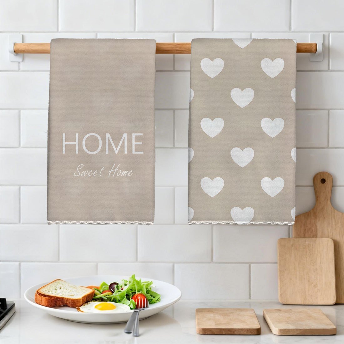 TEMU Serviettes de cuisine imprimées à motif de cœurs "", chiffons de nettoyage, cadeaux pour , cadeaux pour maman, cadeaux d'anniversaire, jolis