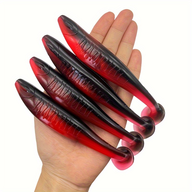 4pcs 14cm/18.5g Extra Large T-tail Soft Lure Enormous Bait Freshwater Rockfish Fishing Kit For Sea , Angling Additions