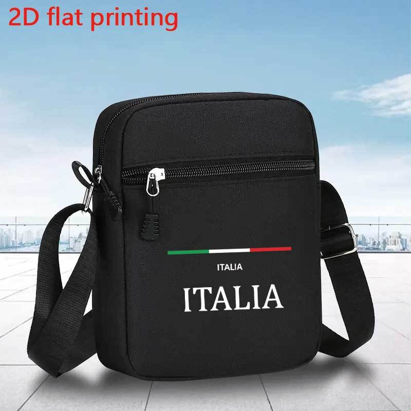 TEMU 1pc Men's Italian Letter Print Adjustable Crossbody Bag & Shoulder Backpack - Stylish Black With Italian Lettering, Multiple Zippered