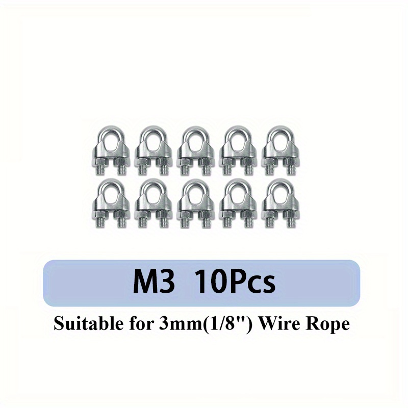 Fixing Clip Wire Rope Sleeve Steel U Type Cable Clip Hardware M/3//5/6/8mm Wire Cable Bolts Rigging Hardware Clamps