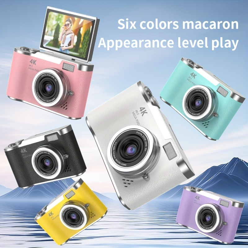 4K HD Digital Camera with Flip Screen, Professional Video Recording  Photography LED Light, USB Charging Beginne