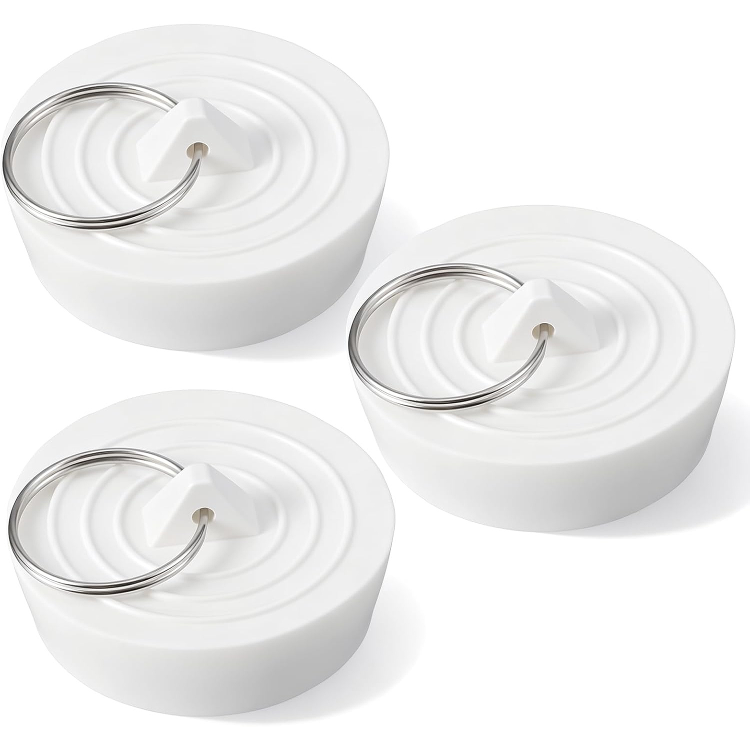 3pcs Bath Tub Drain Stoppers, Sink Stopper Sink Drain Plug With Hanging Ring Bathtub Plug Drain Stopper For Kitchen Bathroom Shower Laundry(white)