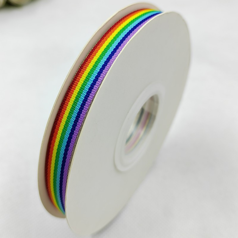 Rainbow Striped Polyester Ribbon, Multicolor Gradient For Diy Crafts, Sewing, Bows, Christmas, Halloween, New Year Decorations, No Electricity Or Battery Needed, Featherless