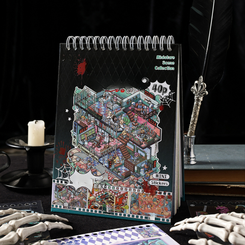 Image of A Set Of 40 Sheets Featuring Vintage Horror-themed Stickers Made From Pet Material, Suitable For Decorating Photo Albums, Scrapbooks, And Mugs