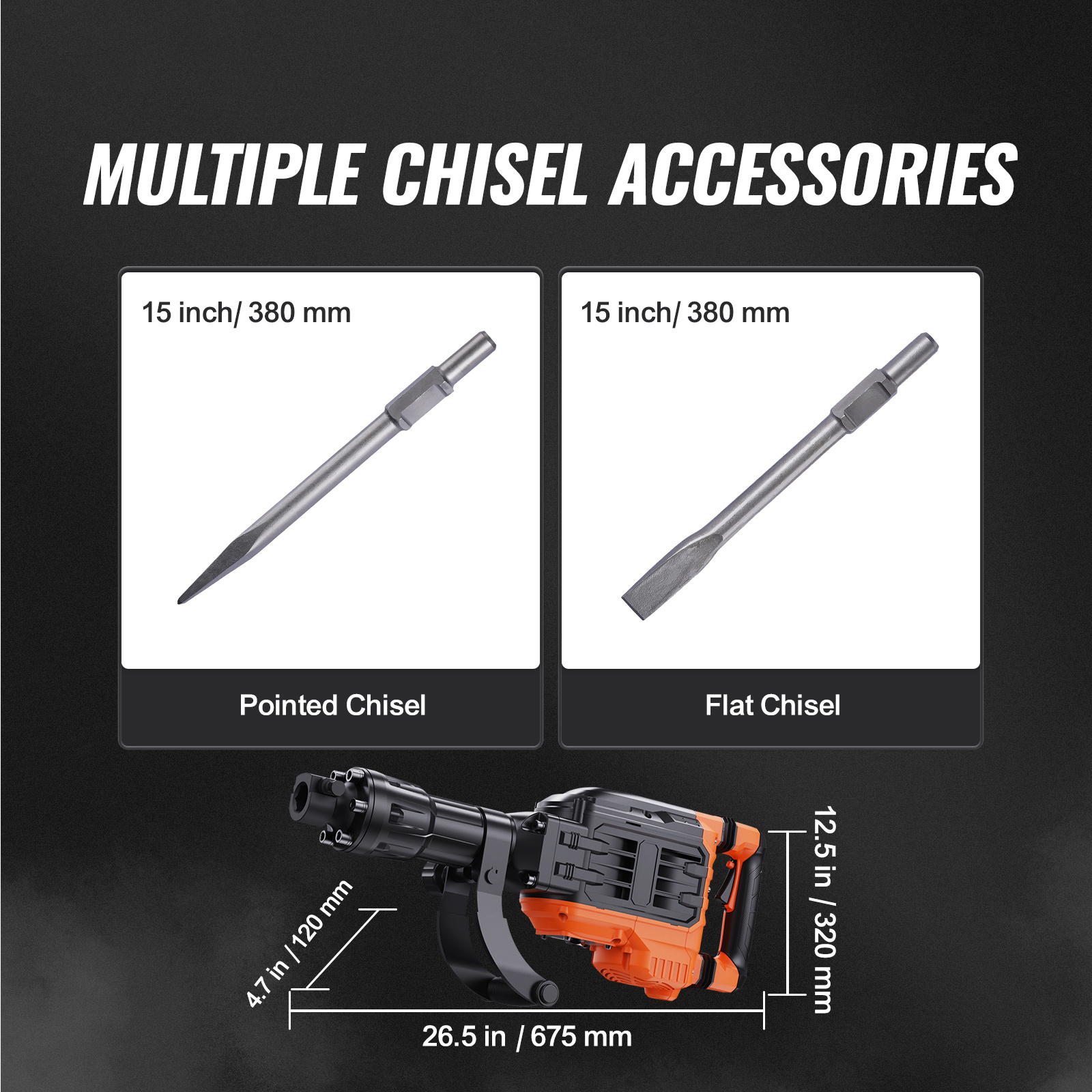 large electric pick 1*flat chisel1*point chisel 95+ - Temu