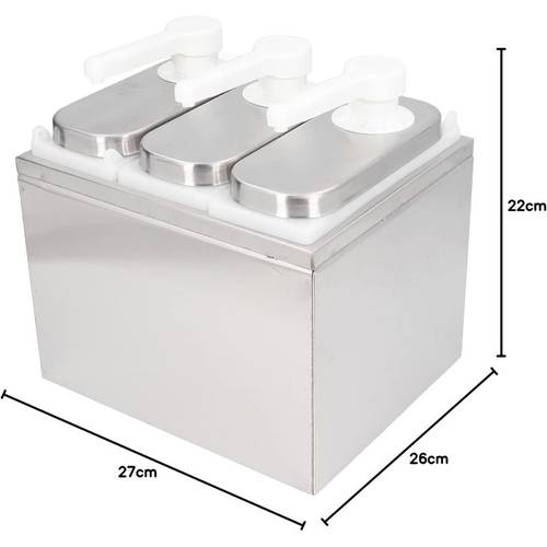 sauce dispenser pump stainless steel squeeze container 1l base kitchen restaurant 3 pumps