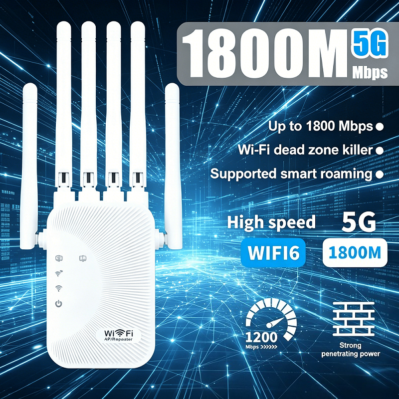 TEMU 6-antenna Wifi Range Extender, Wireless Signal Repeater With Ethernet Port, Plug And Play, Easy To Set, 8500 Wide Coverage Wireless Internet
