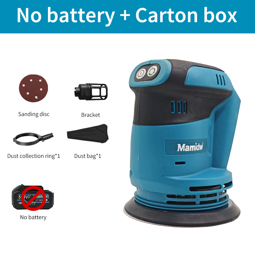 Image of Mamidw Cordless Random Orbit Sander, 125mm Sanding Pad, 11000rpm Electric Sander With Dust Bag, For Wood Polishing And Surface Finishing (tool Only), Compatible With Makita 18v Battery Pin