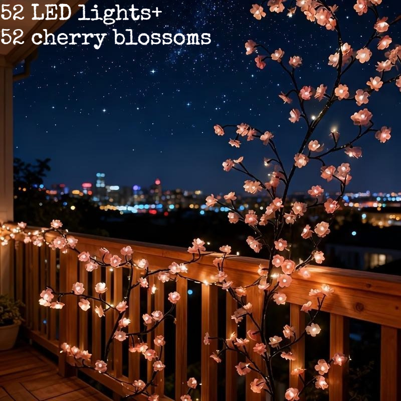 TEMU Guirlande Lumineuse 104 Ampoules (52 LED et 52 ), Branches Lumineuses d'Arbre de Cerisier, Guirlande Flexible de de Cerisier, Guirlandes LED de