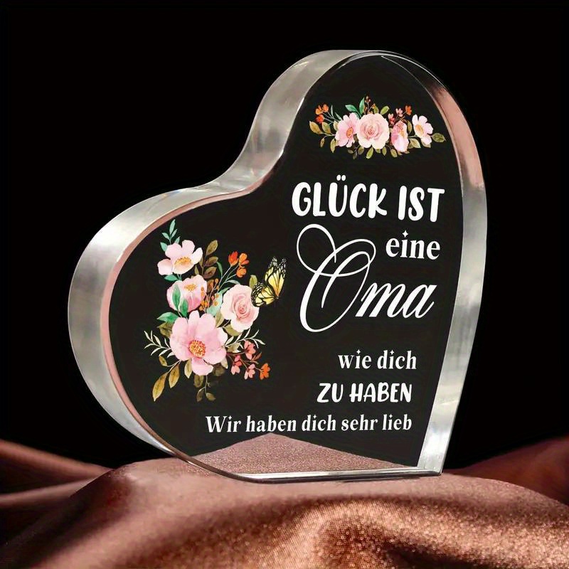 Image of Gifts For Grandma, Engraved Acrylic Heart Piece - Adorable Grandma Presents For Birthday, Day, Thanksgiving Paperweight Keepsake - Elegant Decorative Plaque With Lovely Quote