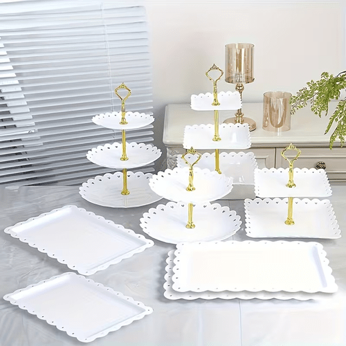 8pcs fruit plate set white multi layer dessert display stand suitable for birthdays weddings holidays new year bridal gifts parties weddings and
