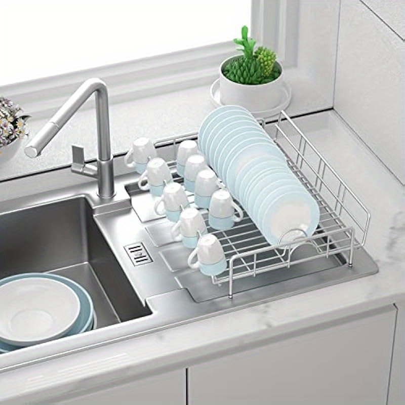 large capacity   metal dish drying rack with 18 dish slots 9 mug hooks foldable space saving design non slip rubber feet no assembly needed for kitchen countertop or cabinet storage 16 38x12 59x4 72 inches kitchen dish drying rack   sturdy construction home cooks Product details 4