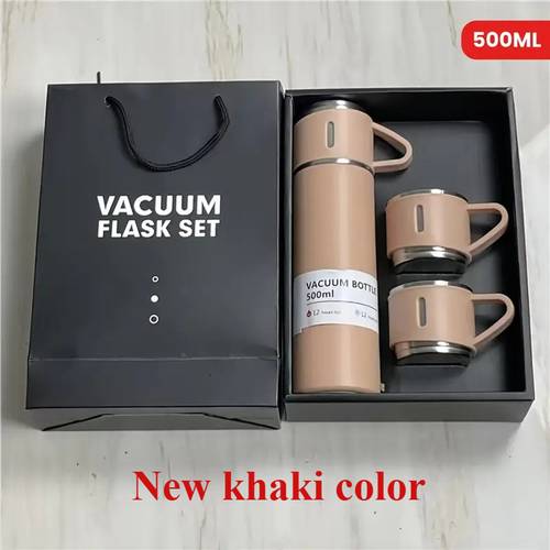 4pcs per set including 3 small cups 1 water cup insulated cup set stainless steel bottle 500ml 16 9oz insulated hot and cold drink business and school three lid portable business event gift set stainless