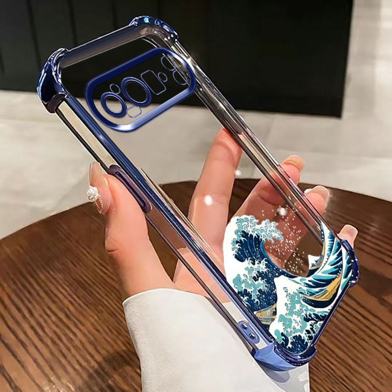 TEMU Phone Case: Japanese Wave Art Classic Phone Case Suitable For Google Pixel Xl//10/9pro Xl/9pro/9a/9/8pro/8a/8/7pro/7a/7. Transparent